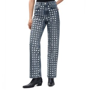 Rag & Bone Shea High Rise Relaxed Straight Jeans in Kingston Stud